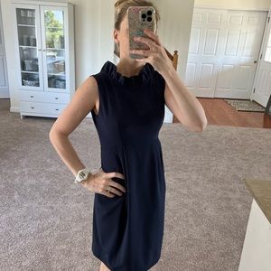 Camilyn Beth Navy Ruffle Dress- Open Back